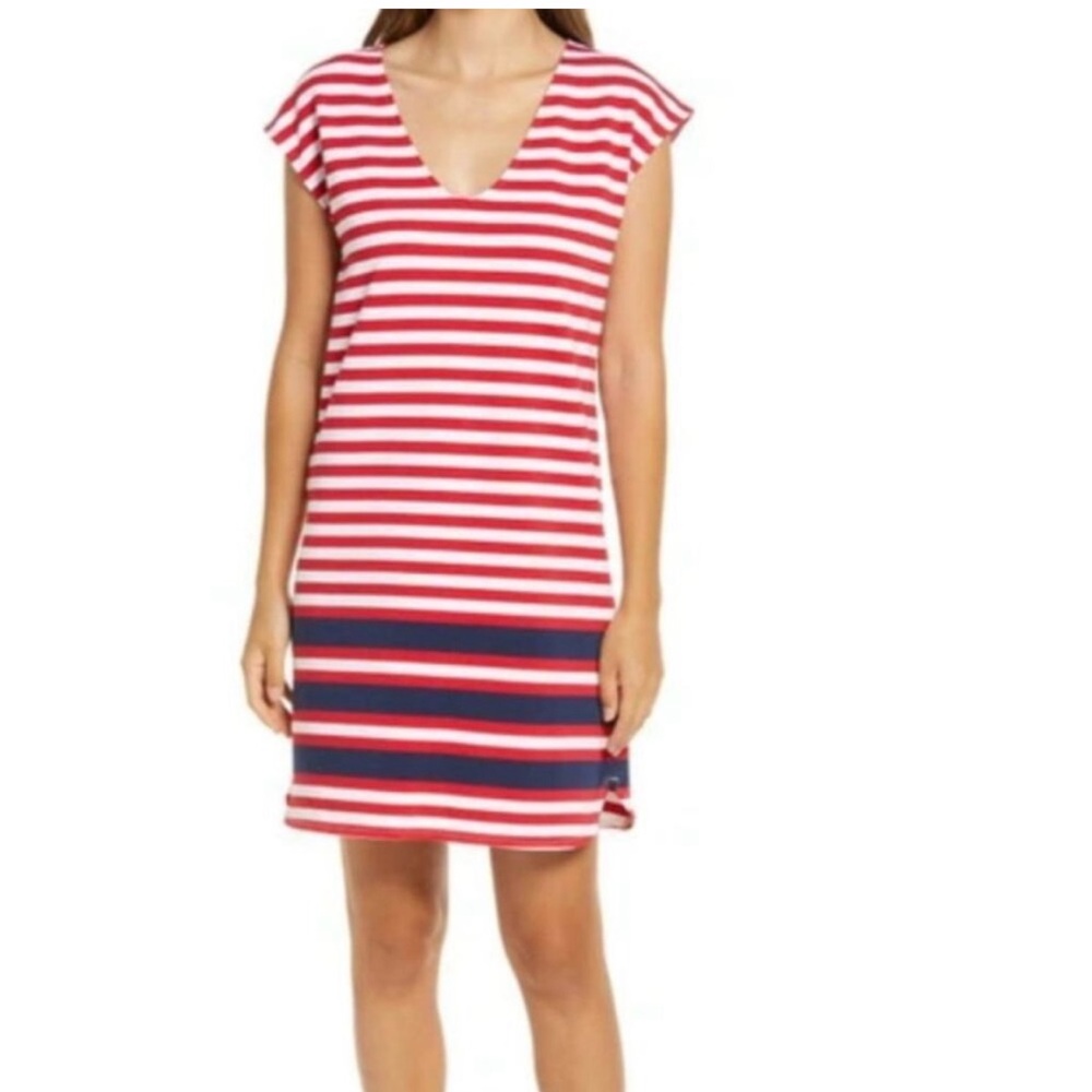 Vineyard Vines Lighthouse Red and White Midi Dress Sz XXS
